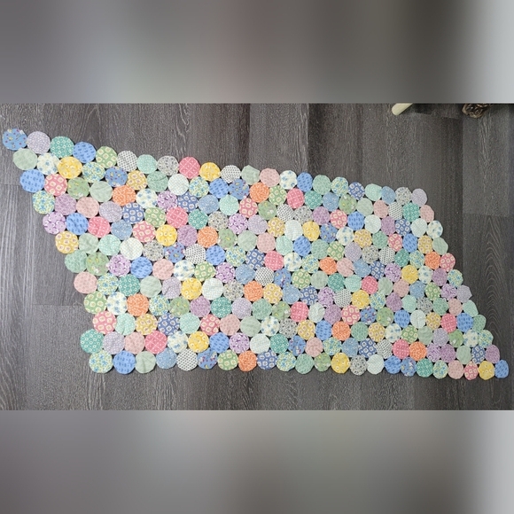 Antique Retro Handmade Quilt Yoyo Fun Cartoon Coloful Collectible 60"x24 - Picture 1 of 3